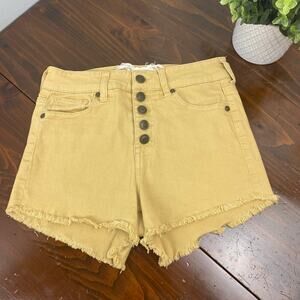 Altar’d State Light Mustard Button Fly Denim Cutoff Jean Shorts Size 25/1